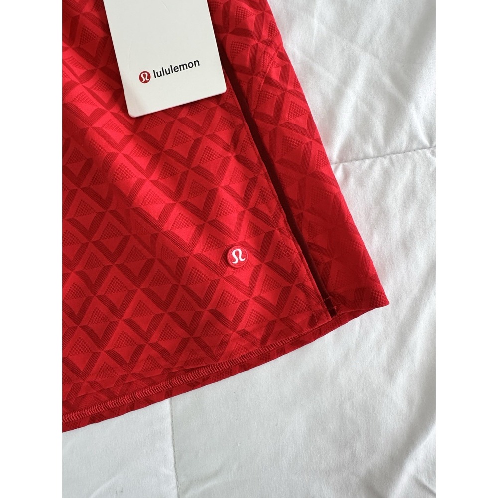 New Lululemon Textured Mesh High-Rise Tennis Skirt Red Size XL Skort Golf Rare - Picture 2 of 11